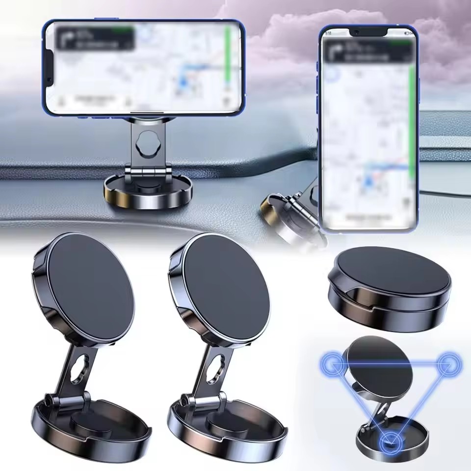 Useful Electronic Gadgets - ที่วางโทรศัพท์ในรถยนต์แบบแม่เหล็กพับได้ หมุนได้ 360 องศา พร้อมแม่เหล็กแรงสูง รองรับ