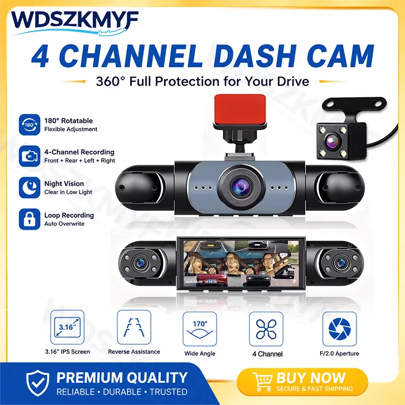 Panoramic Dash Cam 360 - 360 ° กล้องติดรถยนต์แบบพาโนรามา 1080P 3/4 ช่องทาง