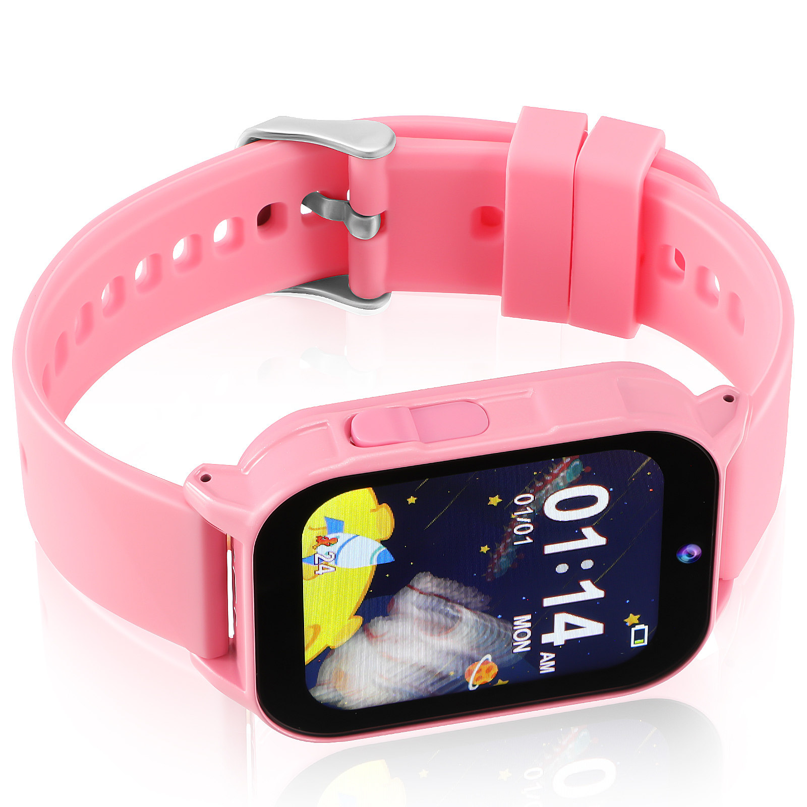 Smart Watch Kids - นาฬิกาอัจฉริยะสำหรับเด็กสีชมพู พร้อมเกมและฟังก์ชันการเรียนรู้ นาฬิกาดิจิทัลสำหรับเด็กชายและเด็กหญิง นาฬิกาข้อมือสำหรับกีฬา นาฬิกาจับเวลา นาฬิกาปลุก
