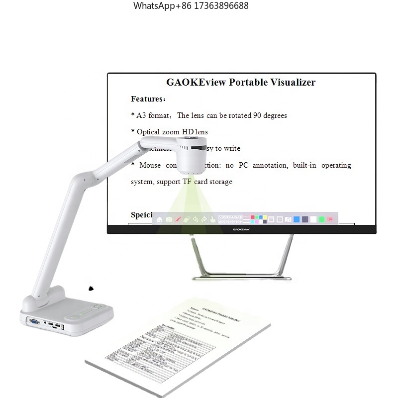 Document Camera Visualizer - กล้องสแกนเอกสารขนาดเล็ก Gaoke A3A4 สำหรับโรงเรียน ความละเอียด 8/13