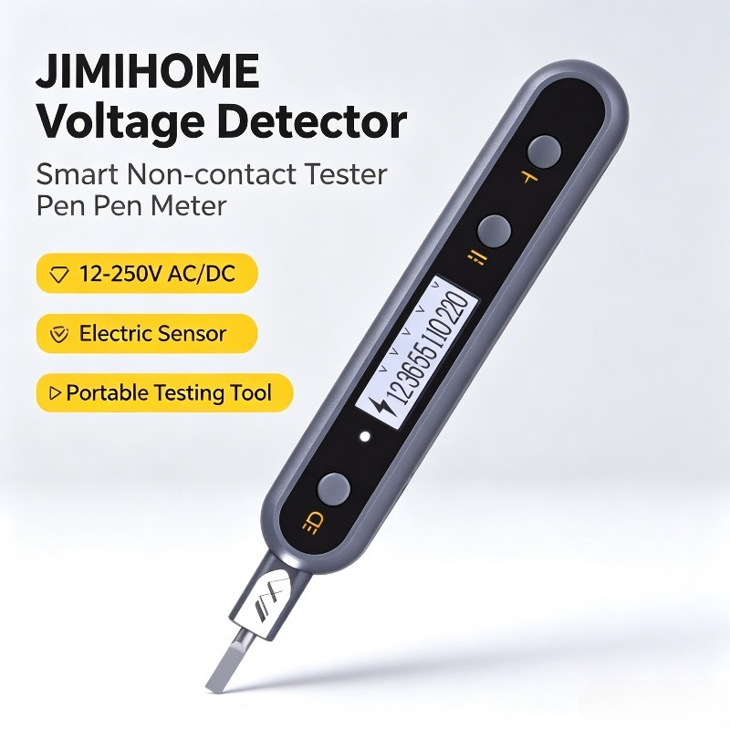 Electronics Quiz - JIMIHOME เครื่องตรวจจับแรงดันไฟฟ้าสมาร์ทแบบไม่สัมผัสปากกาทดสอบมิเตอร์ 12-250V AC/DC เซ็นเซอร์ไฟฟ้าเครื่องมือทดสอบมัลติฟังก์ชั่น