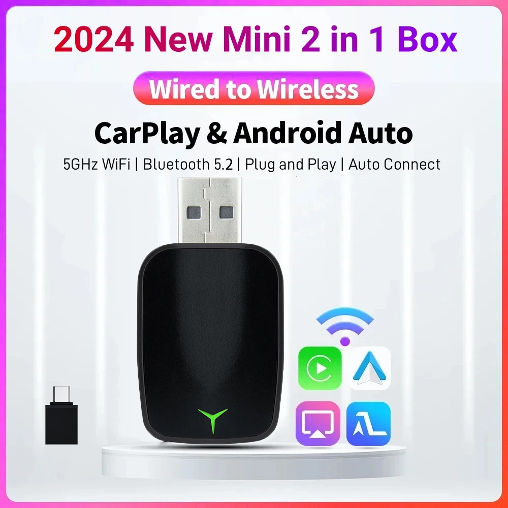 Electronic Gadgets - ใหม่แบบมีสายไร้สายCarplay Android 2 In 1 อะแดปเตอร์อัตโนมัติรถGadgetสมาร์ทกล่องPlug