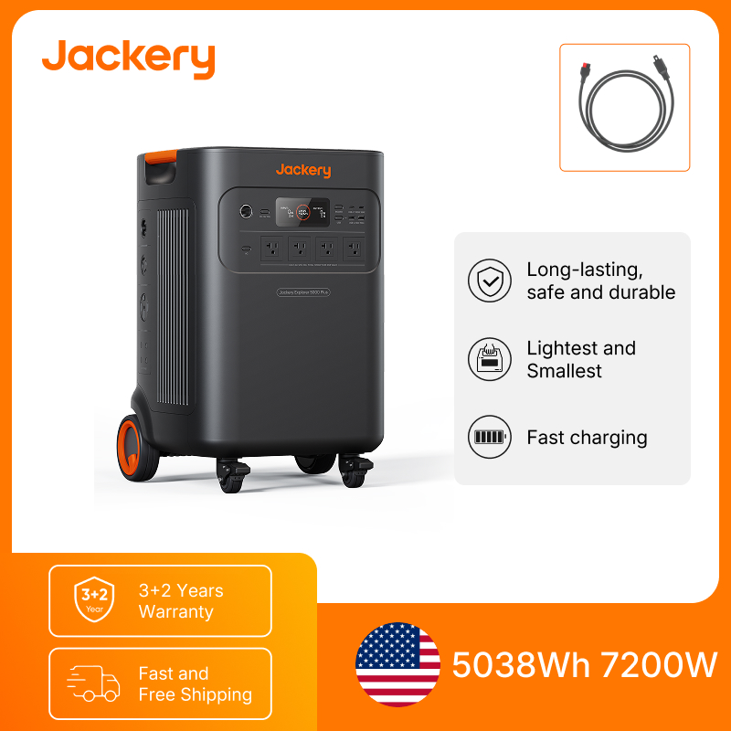 Solar Powered Charger - Jackery Explorer 5000 Plus พร้อมชุดสาย Anderson,