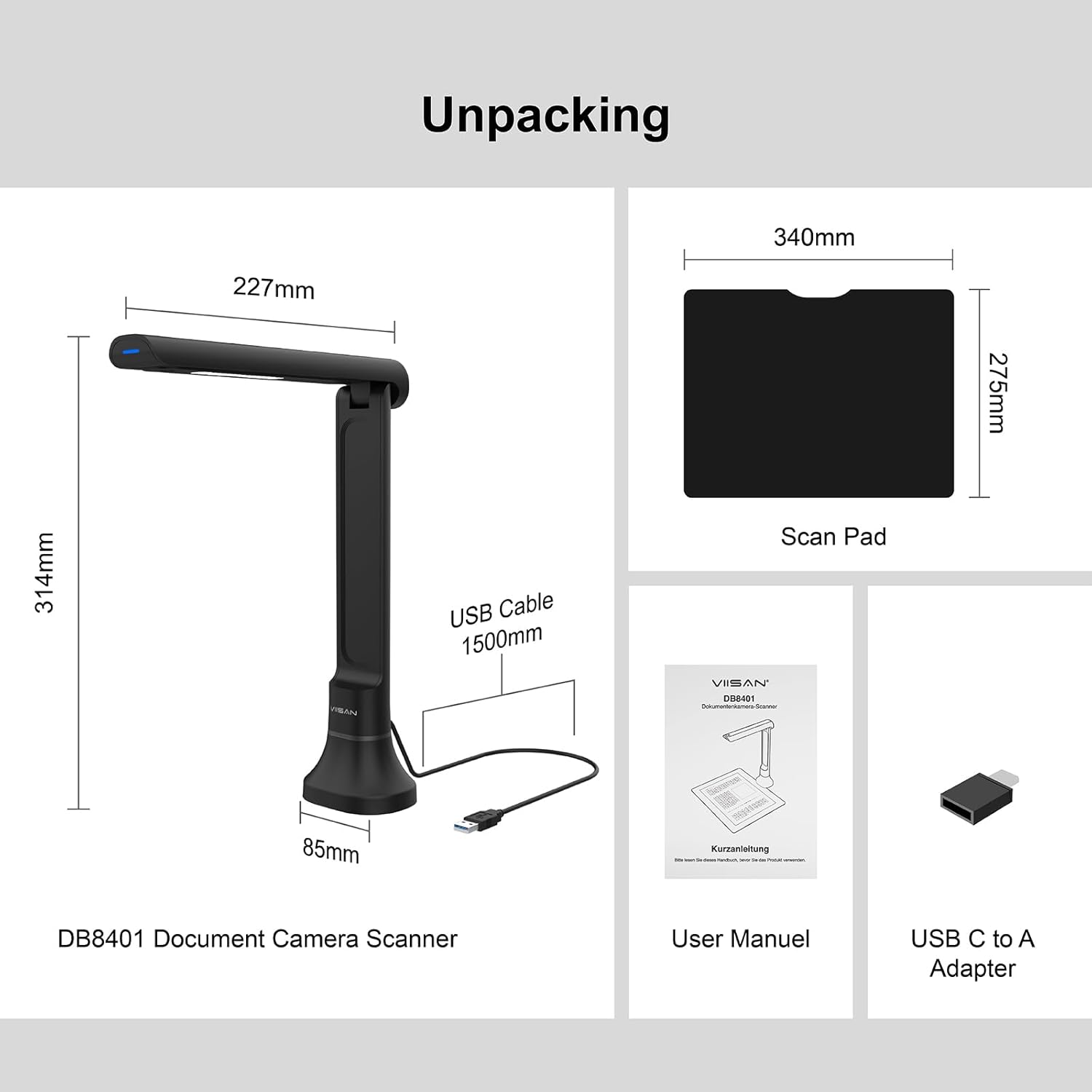 กล้องถ่ายเอกสาร VIISAN DB8401  - Document Camera Visualizer บทวิจารณ์และราคา