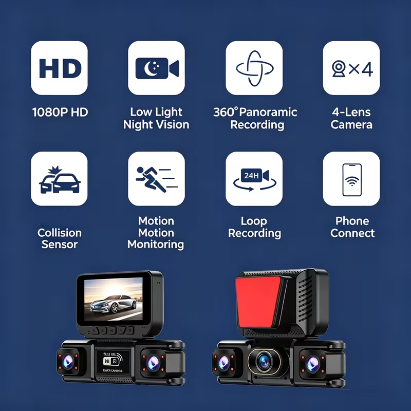 3/4CH ไวไฟ 360 °   กล้องติดรถย - Panoramic Dash Cam 360 บทวิจารณ์และราคา